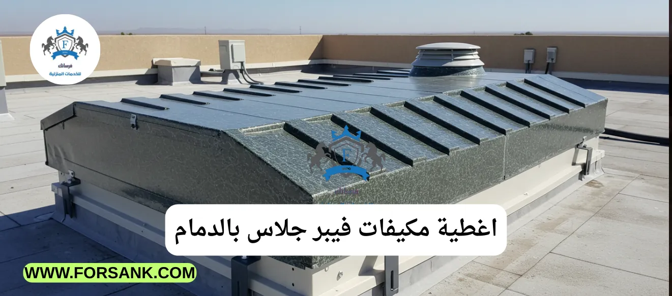 غطاء مكيف أنيق من الفيبر جلاس تم تركيبه على وحدة خارجية لمكيف سبليت في الدمام